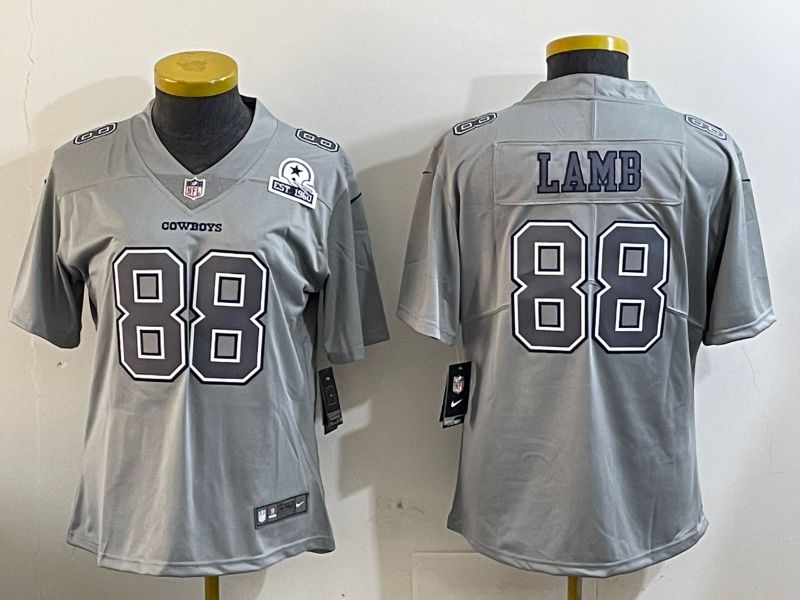 Women Dallas Cowboys #88 Lamb Grey 2024 Nike Vapor Limited NFL Jersey style 3->youth nfl jersey->Youth Jersey
